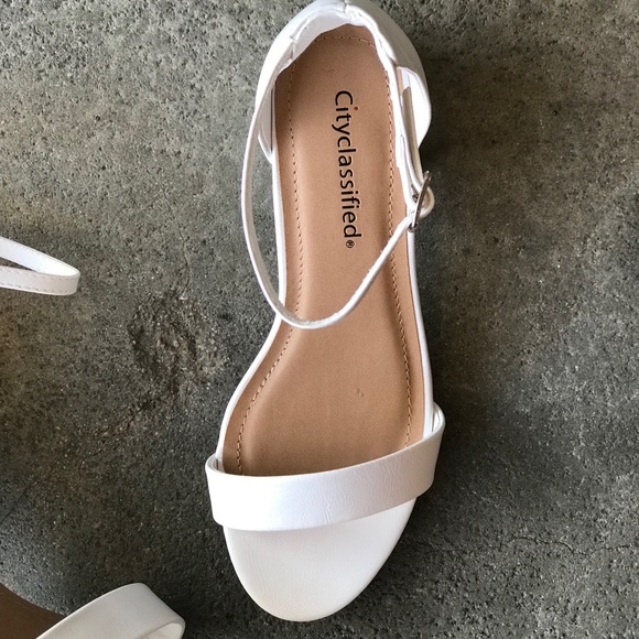 City Clasified White Basic Ankle Strap Heel Sandal - Picture 6 of 7